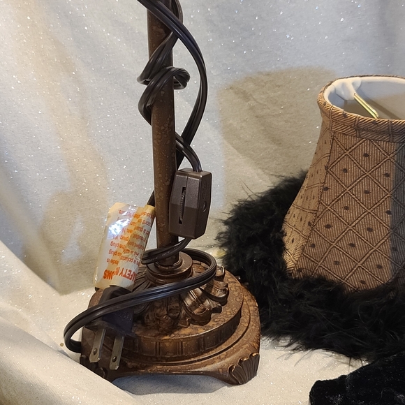 Faux Fur Rimmed Small Lamp - Picture 9 of 9